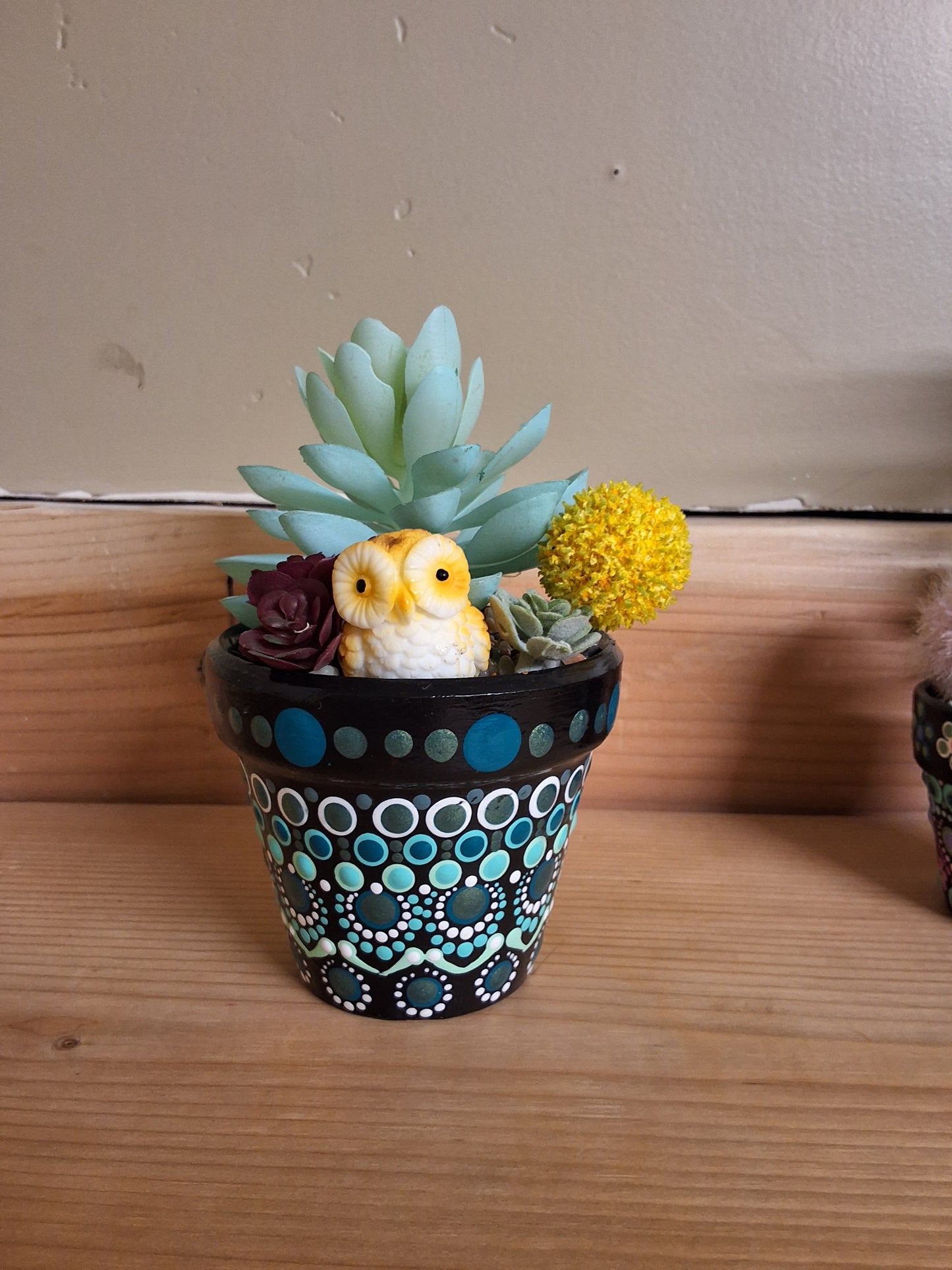 Teal Owl Pot