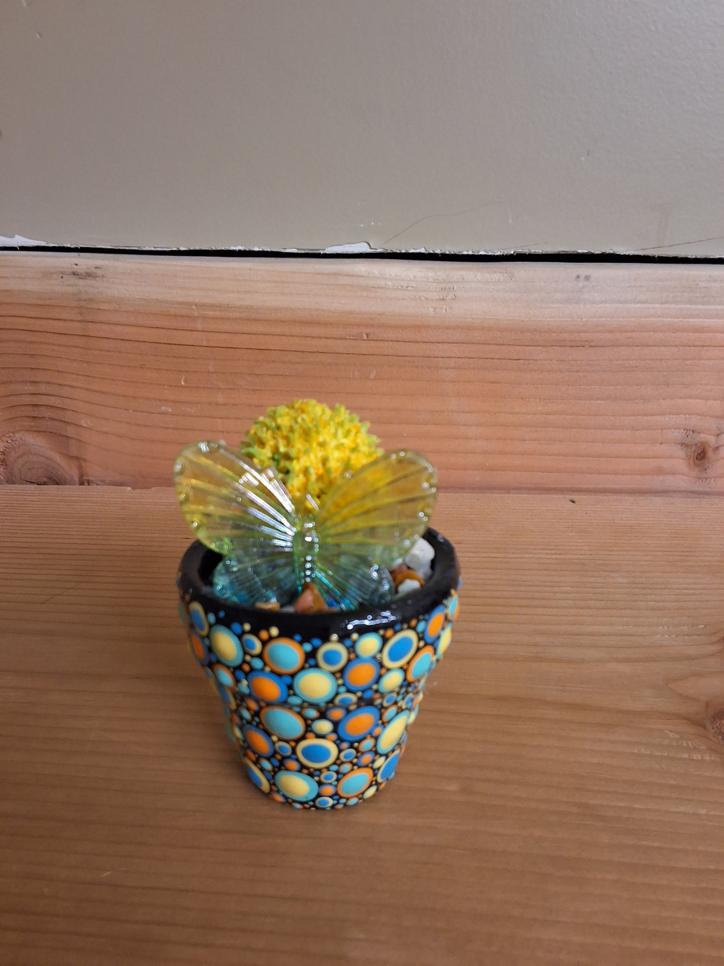 Yellow & Blue Butterfly pot