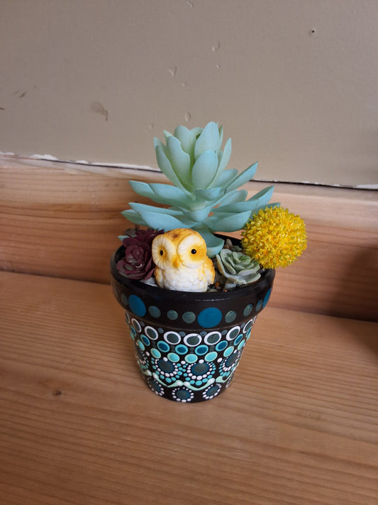 Teal Owl Pot