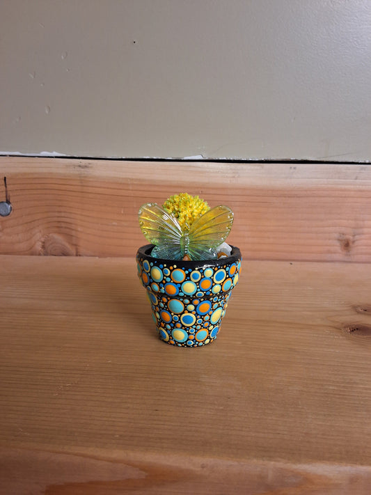 Yellow & Blue Butterfly pot